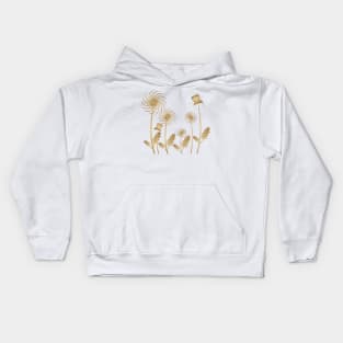 Golden Colored flowers and leaves Kids Hoodie